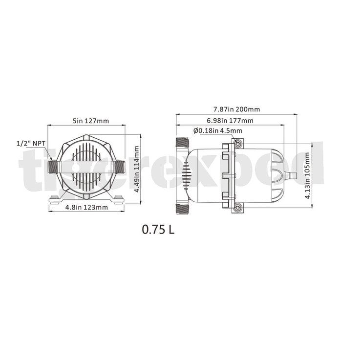 Druckspeichertank 0,75L, 10-125psi, 0,7-8,5bar