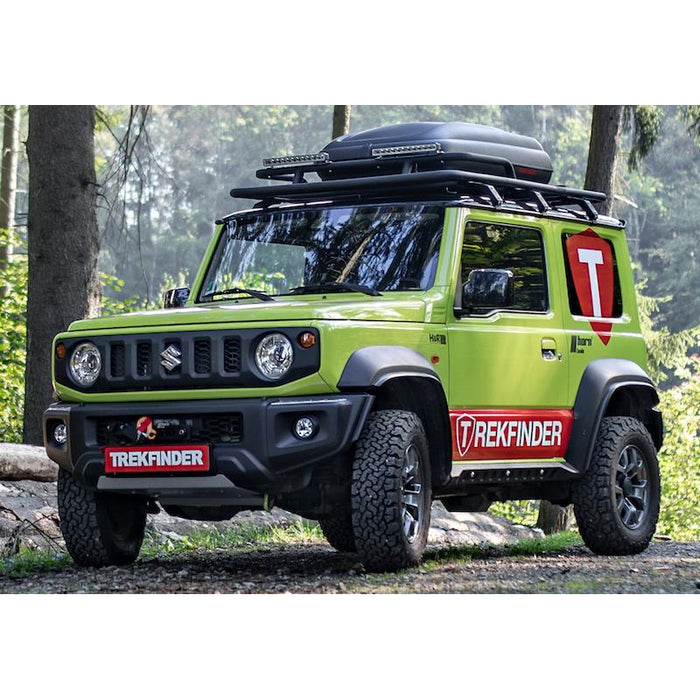 Höherlegungsfahrwerk TREKFINDER für SUZUKI Jimny II +40-50 mm OHNE verbauter Seilwinde/ INKL. Stahlflexbremsleitungssatz