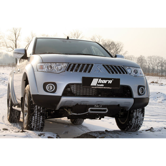 Seilwindensystem Alpha 9.9 für Mitsubishi L200 06-15 4,3to Kunststoffseil Seilwinde 12V horntools
