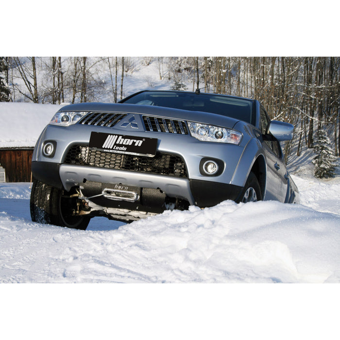 Seilwindensystem Alpha 9.9 für Mitsubishi L200 06-15 4,3to Kunststoffseil Seilwinde 12V horntools