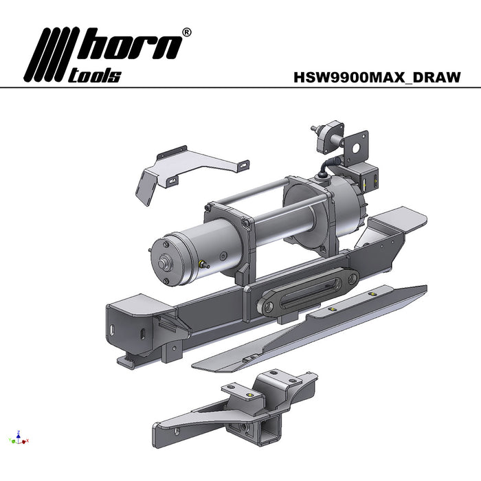 Seilwindensystem Alpha 9.9 für Isuzu Dmax 2017 - 2020 - 4,3to Zugkraft horntools Elektrowinde Seilwinde 12V Zubehör