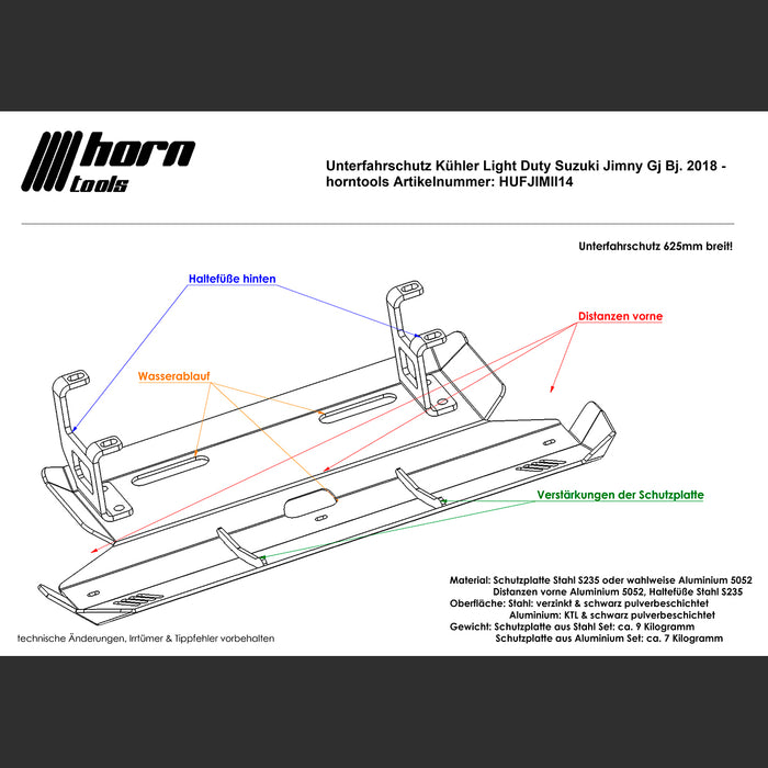 Unterfahrschutz Suzuki Jimny GJ Kühler Alu Offroad 4x4 Zubehör horntools