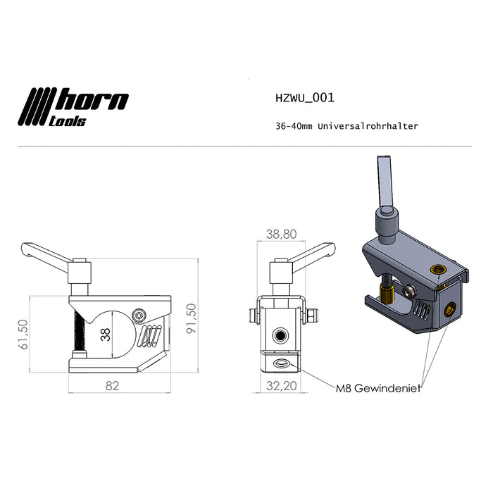 Dachträger Halterung ZWULLI für 36-40mm Rohre Rohrschelle