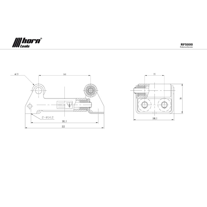 Seilwinden Rollenseilfenster Serie HPB5000 lbs Edelstahl horntools fairlead - THEGREENMONKEY