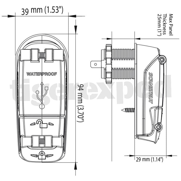 ROKK Charge + Wasserdichte (IPX6) USB-Steckdose 12-24V - schnelle Ladung