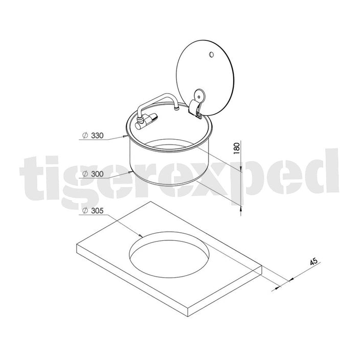 Spüle mit Rauchglass-Abdeckung 330 mm