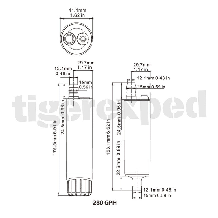 Tauch- und Inline-Pumpe 280GPH / 15lpm, 5m Leitung und Clips, 12V